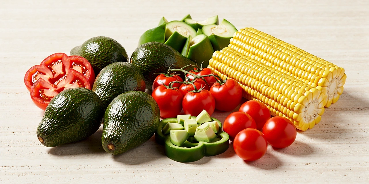 Ingredientes frescos representativos de una dieta equilibrada